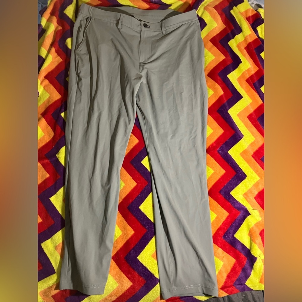 Public Rec Mens Size 38/33 Workday Pants silver/grey Pockets Logo Stretch
